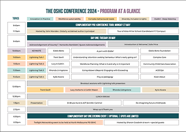 The OSHC Conference 2024 Program at a Glance
