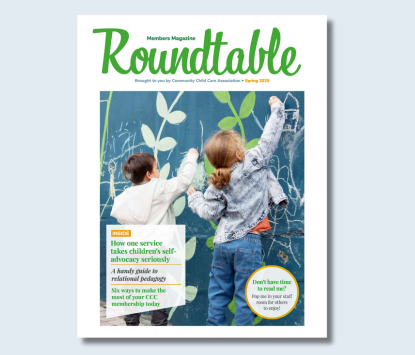 Magazine cover. 2 Children painting a mural on a wall